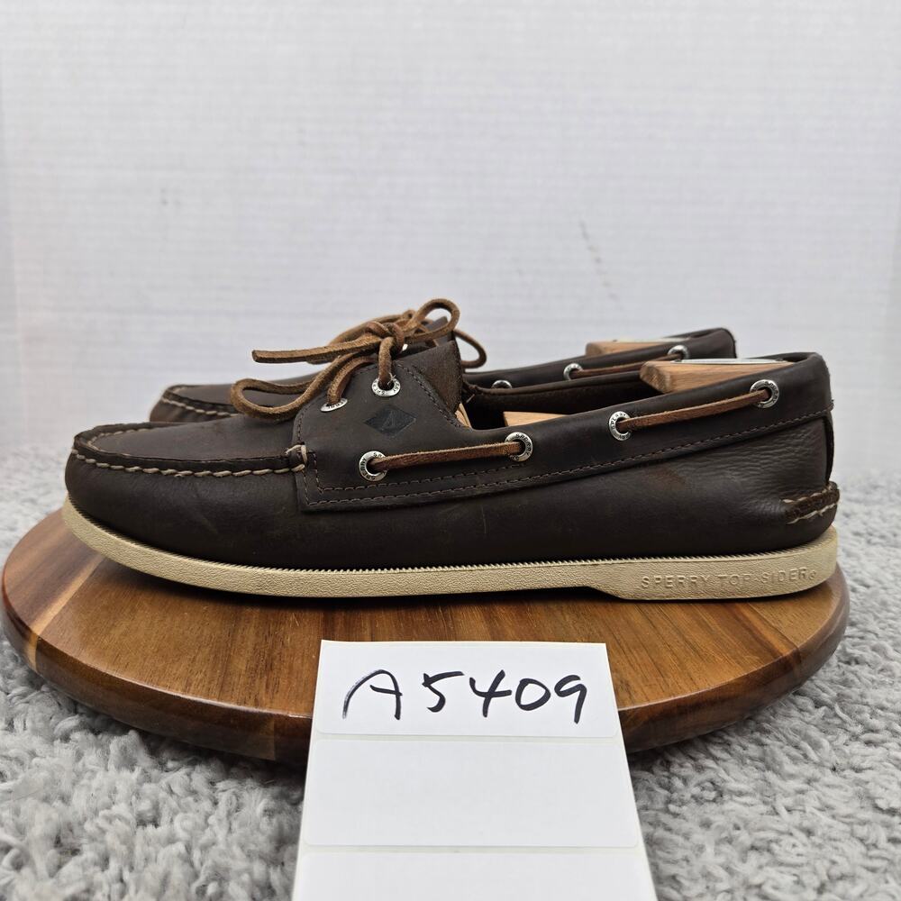 Sperry Top Sider Men 10M Authentic Original 2-Eye Brown Leather Daily Boat Shoe